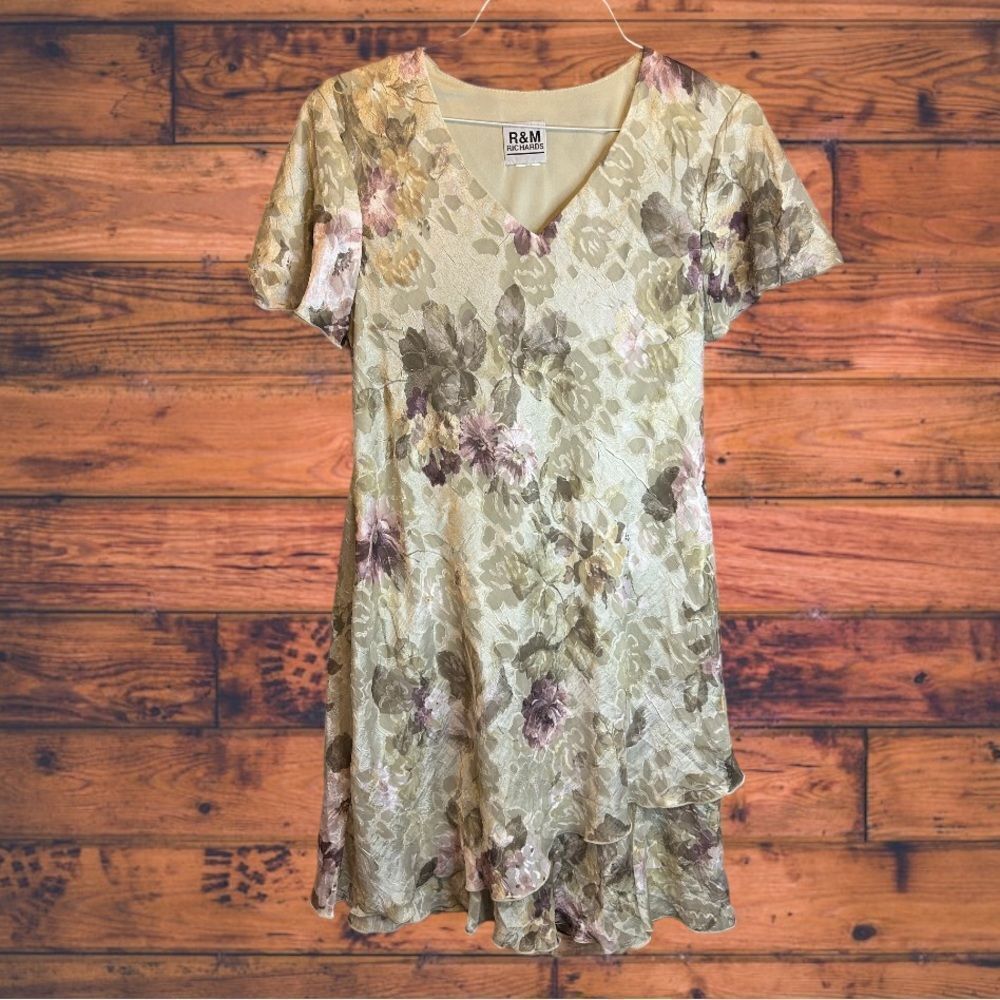 5 for $25🔥Small Vintage R&M Richards Floral Lettuce‎ Trim Dress